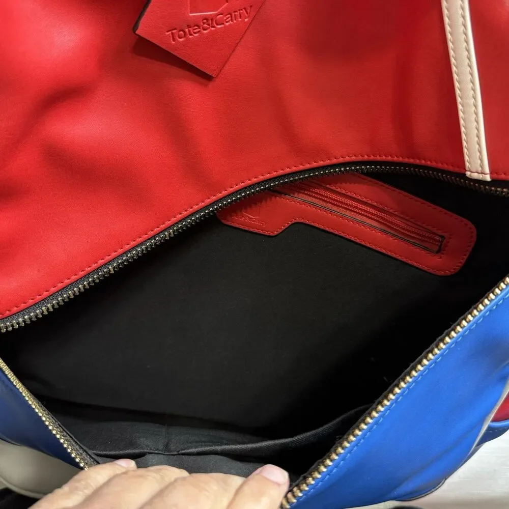 Tote & Carry Buffalo Fridge Red White And Blue Vegan Leather Large Backpack